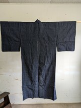 アンティーク 着物 藍染 書生絣 木綿 身丈約132cm 裄丈約60cm 男 古布 リメイク材料_画像7