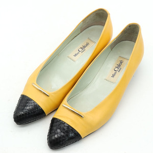  mistake Chloe pumps leather po Inte dotu switch low heel made in Japan brand shoes shoes lady's 35.5 size yellow miss chloe