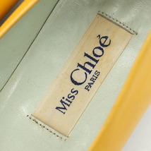 ミスクロエ パンプス レザー ポインテッドトゥ 切替 ローヒール 日本製 ブランド シューズ 靴 レディース 35.5サイズ イエロー miss chloe_画像3