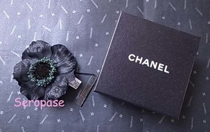 ★１０Ｐシャネル CHANEL フラワーピンブローチ黒ポピー