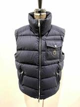 モンクレール E20914336905 V0054 LALAY GILET スタンドカラー ウール フルジップ ダウンベスト MONCLER ジレ ネイビー サイズ3_画像1