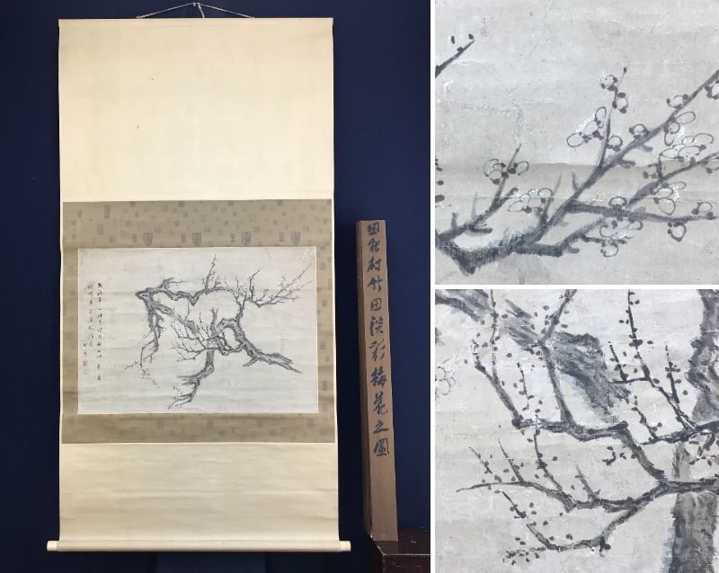 Reproduction/Tanomura Takeda/Fleurs de prunier de couleur pâle/Fleur/Fleur de prunier/Parchemin suspendu ☆Bateau au trésor☆AE-43, Peinture, Peinture japonaise, Fleurs et oiseaux, Faune