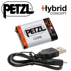 ＊Petzl【ペツルヘッドランプ用】コア充電池ハイブリッド用COREリチウムイオン充電電池【E99ACA】バッテリー本体のUSBポートから充電可能