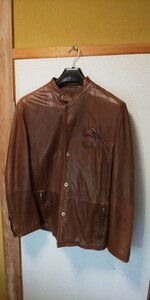 ★ 希少 処分　ARMANI COLLEZIONI（アルマーニコレツィオーニ ）シングル ラムレザーライダース ジャケット ４８（L相当）