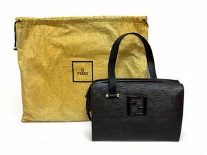 ジャンク 鑑定済み 本物 FENDI フェンディ ハンドバッグ エピ風模様 ブラウン系色 一部ブラック系色 [TK23-1210-1]