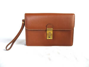 MORABITO PARIS (molabito) dial type car f leather second bag | pouch Camel Italy made 