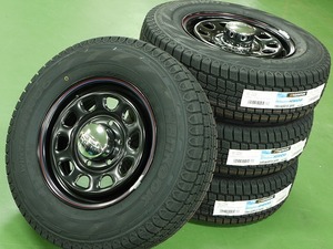 即納OK デイトナ 15-6.0J＋45 6-139.7 ブラック スタッドレス付4本SET 195/80R15 2023年製 ハンコック RW06 キャラバンE26(W2120-3)