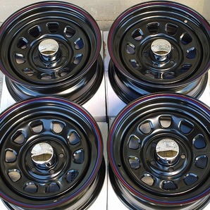 新品 デイトナ 15-7.0J＋12 5-114.3 ブラック ホイール4本SET ハイラックスRZN152 チェロキー7MX アウトレット特価(W0012-1)の画像1