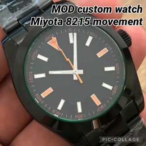 MIYOTA8215 MOD 自動巻 高品質 腕時計 フルブラック ステンレス 黒文字盤 NBY SS