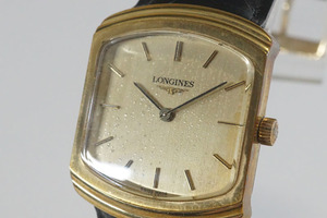 1円~スタート【478】実働　LONGINES/ロンジン　手巻き　メンズ　スクエア　ゴールド　腕時計
