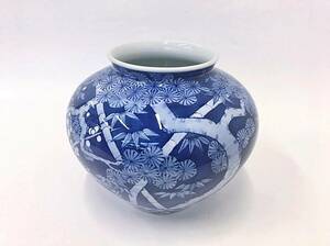  Arita . цветок лодка ваза . сосна бамбук слива .. предмет .. рисунок синий голубой ваза для цветов сырой . цветок цветок сырой . цветок inserting цветок .. цветок основа интерьер керамика керамика 
