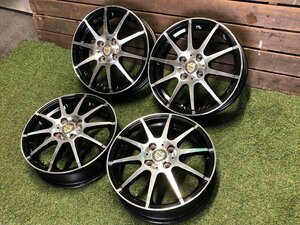 ★社外15インチアルミホイール★15ー4.5J ＋45 PCD 100 4穴 ハブ径約67mm★メーカー不明 ブラック/ポリッシュ★軽自動車サイズ★