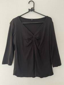 2312002(送料込¥441)UNIQLOユニクロ 7部袖Tシャツ サイズXL 黒