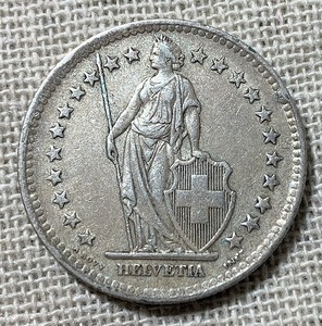 スイス銀貨 1948年 2フラン銀貨 銀835 約10.0g