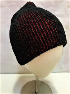 【VYBRAN】ストライプリブ ニットキャップ BLACK/RED 新品/デッドストック/希少/ヴィンテージ/アウトドア/ストリート/ビーニー/防寒/USA製