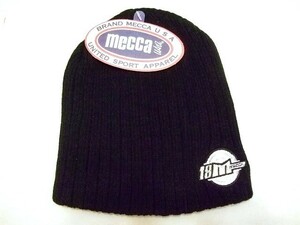 【MECCA USA/メッカ】ロゴ刺繍 ニットキャップ BLACK 新品デッドストック/希少/ヴィンテージ/ビーニー/HIPHOP/ストリート/アウトドア/USA製