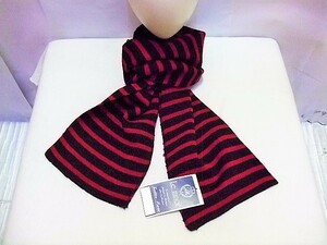 【Le minor/ルミノア】ストライプ マフラー CHARCOAL/RED 新品/デッドストック/希少/ヴィンテージ/アウトドア/ストリート/France製/訳アリ