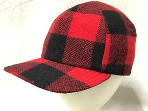 【VIRGINIA GARMENT Co.】バッファローチェック ウールキャップ RED/BLACK S 新品デッドストック/希少/ヴィンテージ/アメカジ/USA製/訳アリ