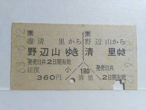 ●JR東日本●A型●往復●野辺山から清里ゆき●S63年●少シミ有●