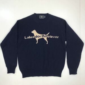 Labrador Retriever ラブラドールレトリバー　ニットセーター　ウール100% 犬　ネイビー　レディース　Sサイズ　312-19a