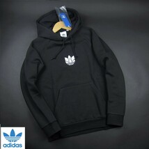 新品★アディダス オリジナルス/adidas/アディカラー 3Dトレフォイル プルパーカー272/553黒/【L】_画像1