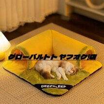 猫 犬 ベッド　ペットベッド ふわふわ　暖か もこもこ　トンネル ペット用品 ペットハウス　滑り止め　クッション マット柔らかい　秋冬_画像5