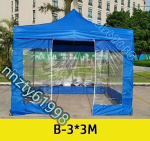 鋼フレーム 4面透明布 テント 屋外 折りたたみ 日よけ キャノピー 四隅 祭り イベント傘 タープテント B-3*3M
