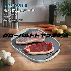 爆売れ 冷凍食品ステーキ 解凍トレイ デフロスター USB充電式大容量 家庭用 解凍プレート 急速 解凍 調理器具 スピード解凍 肉 魚 冷凍商品