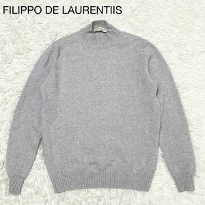 FILIPPO DE LAURENTIIS【カシミヤ混 美品】長袖ニット セーター 46 M位 グレー メンズ フィリッポ デ ローレンティス メンズ