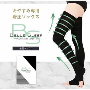 新品　BELLE SLEEP プレミアムシェイプ　ロングソックス　Lサイズ　黒