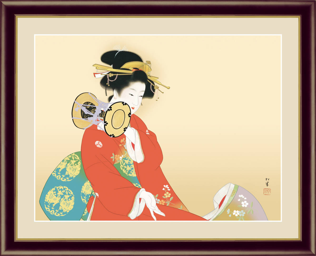 New Uemura Shoen Tsuzumi no Oto Bijinga Japanese painting F6 size Painting Scenery Masterpiece Craftwork Portrait Female painting Gift Celebration Celebration, Artwork, Prints, others