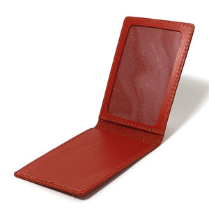  leather license proof inserting card-case ticket holder pass case license handmade cow leather original leather cow leather red 