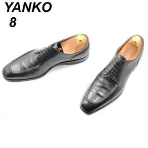 即決 YANKO ヤンコ 26cm 8 14292 メンズ レザーシューズ Vチップ 外羽根 黒 ブラック 革靴 皮靴 ビジネスシューズ
