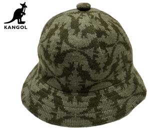 ★KANGOL カンゴール ウール混 モノグラム 総柄 ベルハット バケットハット 帽子 XL