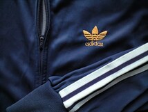 即決 大きめサイズ 70s ヴィンテージ adidas made in France フランス製 atp テニスタグ ventex ジャージ ネイビー白 イエロー刺繍ロゴ_画像3