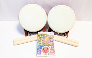 動作良好・清掃済み★太鼓の達人 Wii専用コントローラー「太鼓とバチ」２個 NC-110 JPN「超ごうか版」ソフトセット namco 