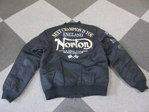Norton MA-1 ナイロンジャケット L 黒 刺繍 ノートン ウィンドブレーカー ジャンパー ブルゾン アウター ライダース 53N1601