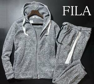 56584 新品▼ フィラ　ＦＩＬＡ　裏フリース素材　パーカー＆ジョガーパンツ　セットアップ　グレー(M)