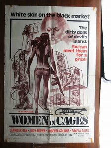 OF962 ジャンク/US版1sh 映画ポスター【Women in Cages】(女体拷問鬼看守パム) 監督 ジェラルド・デ・レオン /ORG 71/283