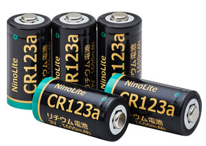 5個セット NinoLite CR123a リチウム電池 大容量1600ｍAh スマートロック 電動玄関ロック ヘッドライト 観測器 フィルムカメラ 等