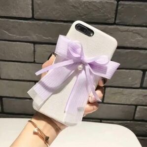 新品 可愛いパステルリボン　ホワイト　対応機種　iPhoneXR