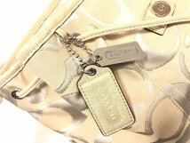 ★COACH コーチ 16696 シグネチャー キャンバス 巾着型 リュックサック バックパック ライトベージュ系 中古★003289_画像9