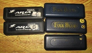 [ used ]ARIA,FOLK BLUES harmonica 5 pcs set 