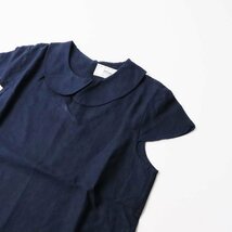 イロナリ ironari Ai Shirts アイシャツ r/ネイビー リネン ブラウス 丸襟 半袖 ブラウス プルオーバー【2400013643009】_画像1