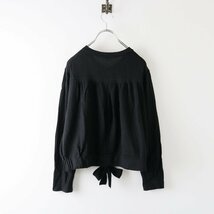 美品 ホームスパン homspun ウール リボン カーディガン F/ブラック トップス【2400013615938】_画像3