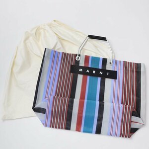 極美品 マルニ MARNI MARKET STRIPE BAG マーケットストライプバッグ/マルチカラー 鞄 フラワーカフェ【2400013664684】