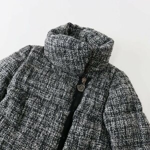 レア モンクレール MONCLER ラメ ツイード ハイネック ダウンジャケット CLASSE1/グレー ブラック アウター【2400013664486】