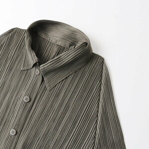 プリーツプリーズ イッセイミヤケ PLEATS PLEASE ISSEY MIYAKE プリーツ 半袖 シャツ ブラウス 3/ダークブラウン【2400013643801】