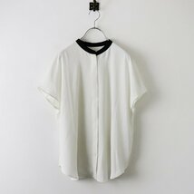 美品 iCB アイシービー オンワード樫山 Geometric 半袖ブラウス S/ホワイト フレンチスリーブ シャツ【2400013633086】_画像2