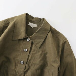 2022SS マーガレットハウエル MARGARET HOWELL FINE PLAINWEAVE COTTON LINEN シャツワンピース 1/カーキ【2400013597180】